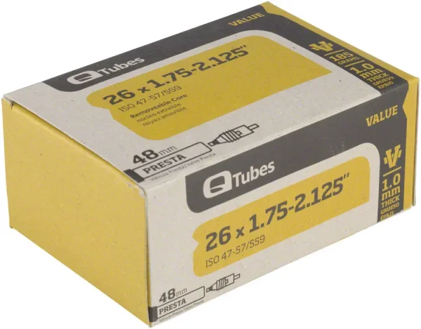 26 Inch Bike Tube - 48mm Presta Valve, 1.75-2.125 Q-Tubes 26 inch bike tube 48mm presta 0 1750477484 - AROUNDTHECYCLE