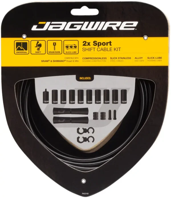 Jagwire Sport 2x Gear Cable Set for SRAM/Shimano - Black jagwire sport 2x gear cable se 0 1750477302 - AROUNDTHECYCLE