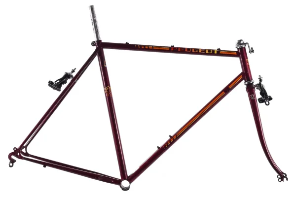 Vintage Peugeot Road Frame 56cm Carbolite Steel Maroon vintage peugeot road frame 56c 0 1750475978 - AROUNDTHECYCLE