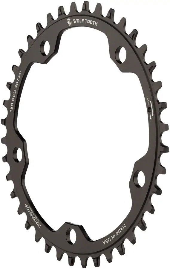 Wolf Tooth 38t Road Chainring - BCD 130, 5-Bolt Drop-Stop Tech | Black wolf tooth 38t road chainring 0 1750477259 - AROUNDTHECYCLE